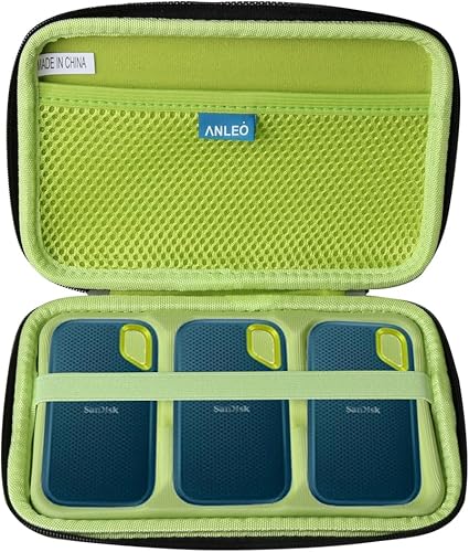 Vista 17 de Anleo Estuche rígido de viaje para SanDisk 500GB / 250GB / 1TB / 2TB Extreme Portable SSD (azul cielo, funda para 3 discos duros)