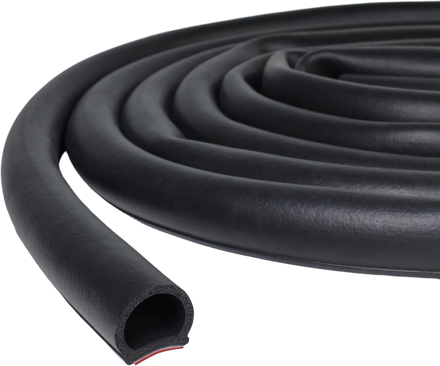 D-Shape EPDM Rubber Weather Stripping, 3/4" Large Gap Filler Self-Adhesive Door Seal Strip, Automotive Weather Stripping, Apply to Cars, Truck, RV, Marine and Home Application (Black, 6.5Ft)