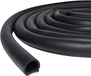 D-Shape EPDM Rubber Weather Stripping, 3/4" Large Gap Filler Self-Adhesive Door Seal Strip, Automotive Weather Stripping, Apply to Cars, Truck, RV, Marine and Home Application (Black, 6.5Ft)
