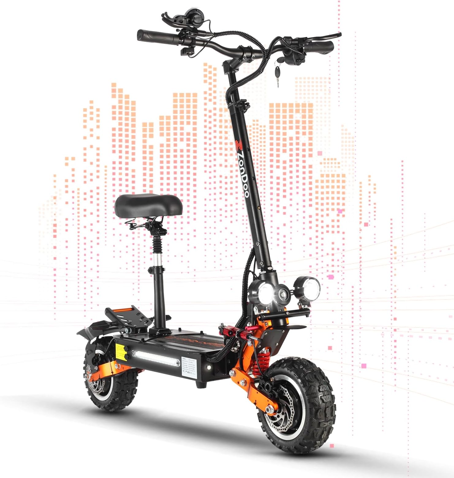 ZO01 Plus Electric Scooter for Adults with Seat & Steering Damper - 6000W Dual Motor 58 MPH Fast Scooter, 60 Miles Long Range 60V35AH Battery, 11" Off Road Tubeless Tires, Heavy Duty Scooter