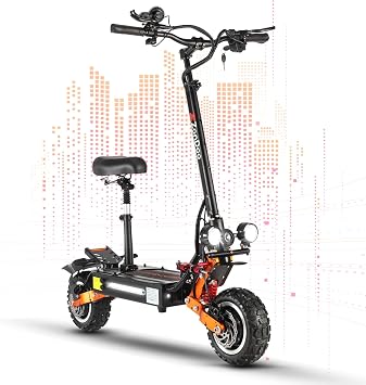 ZO01 Plus Electric Scooter for Adults with Seat & Steering Damper - 6000W Dual Motor 58 MPH Fast Scooter, 60 Miles Long Range 60V35AH Battery, 11" Off Road Tubeless Tires, Heavy Duty Scooter