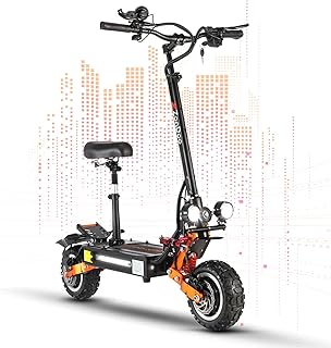 ZO01 Plus Electric Scooter, 6000W Dual Motors Up to 58 MPH, 60 Miles Range 60V35AH Battery, 11" Off Road Fat Tires, C-Type Dual Suspensions Electric Scooter for Adults with Seat & Damper