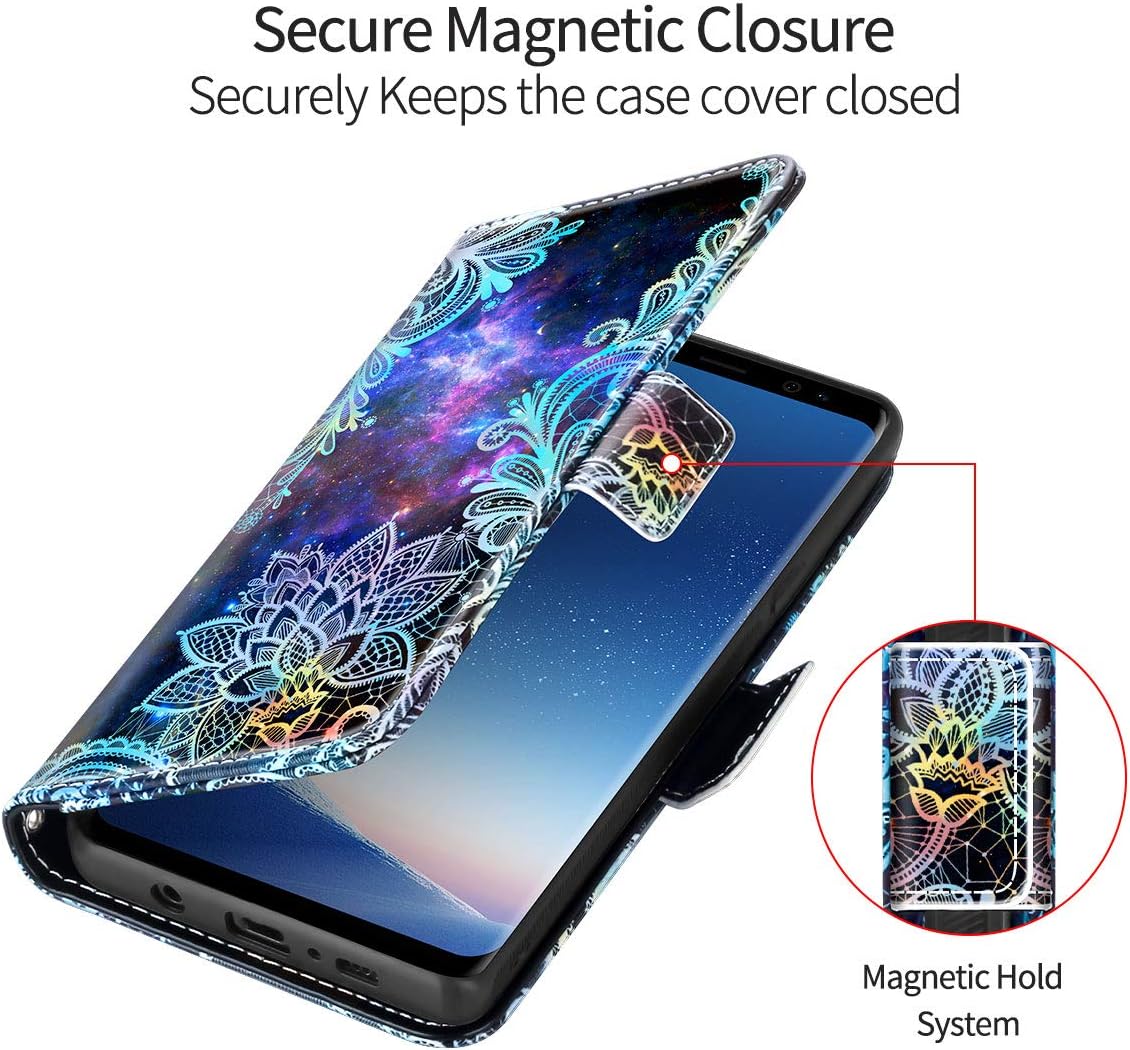 Casetego for Galaxy S8 Plus Case,Detachable Wallet Case PU Leather Full Body Protective Case with Credit Card Holders, Wrist Strap for Samsung Galaxy S8 Plus,Blue Mandala