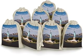 Statue of Liberty in NYC Burlap Bags with Drawstring Reusable Gift Drawstring Pocket Small Bunches Pocket for Party Birthdays Christmas Gift Pouch 8 Pcs