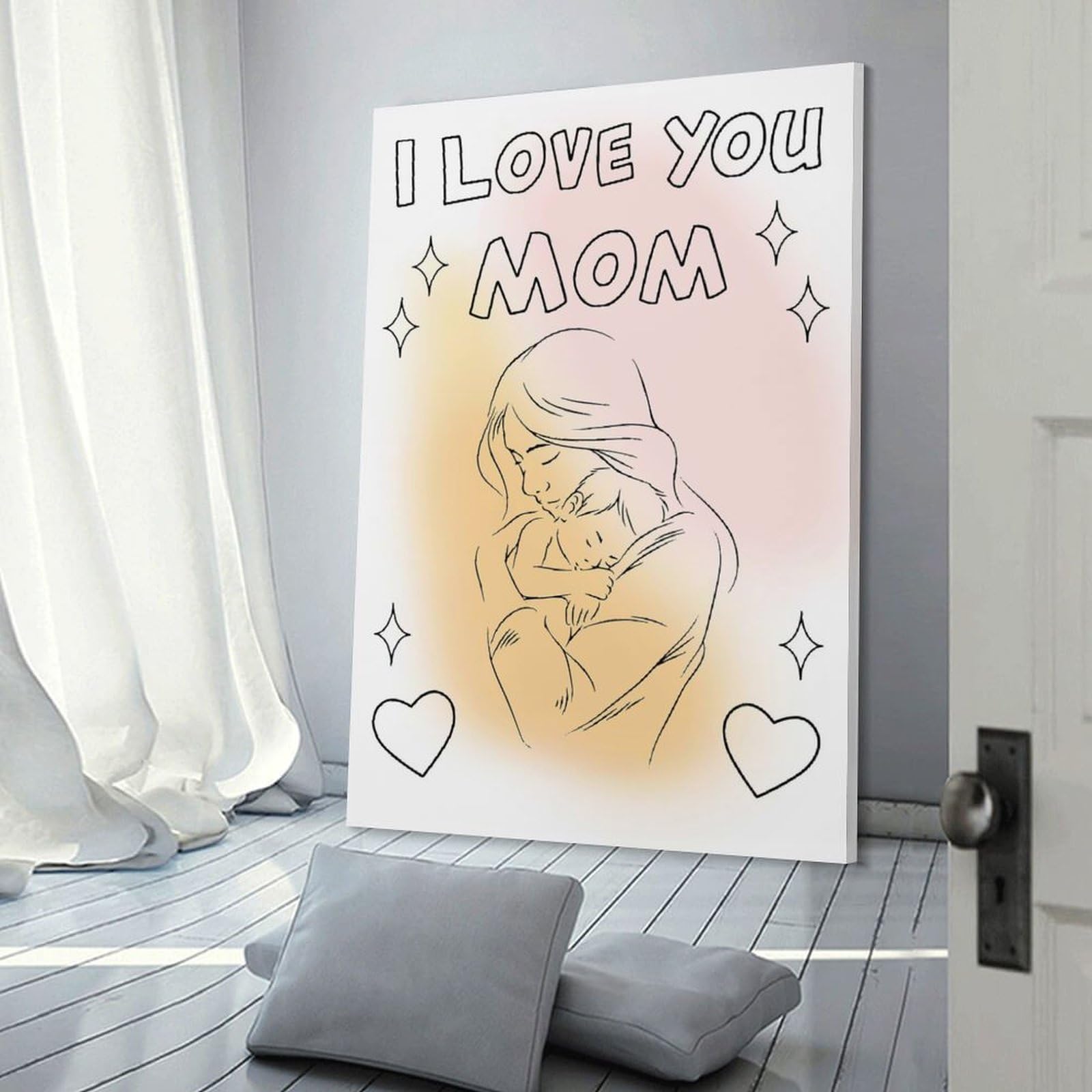 Junmoney I Love You Mom Home Decor Wall Art, 24x36inch(60x90cm), for Apartments, Flats Or New Home Decor, An Easy Choice for New Home Styling
