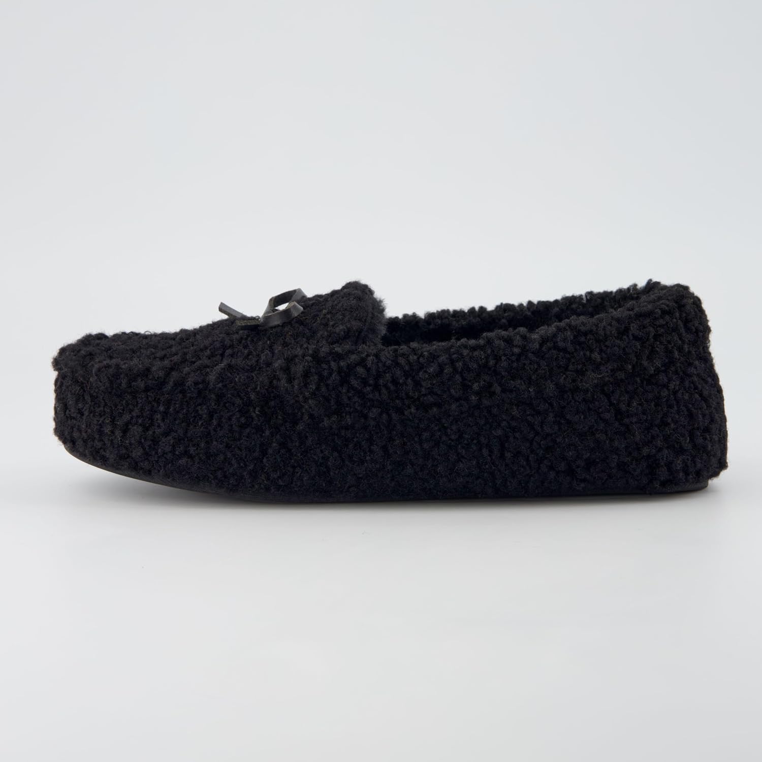 CUSHIONAIRE Star Women’s Faux Sherpa Moccasin Slippers – Cozy Indoor/Outdoor Slip-On with Memory Foam & Durable Rubber Sole, Wide Widths Available