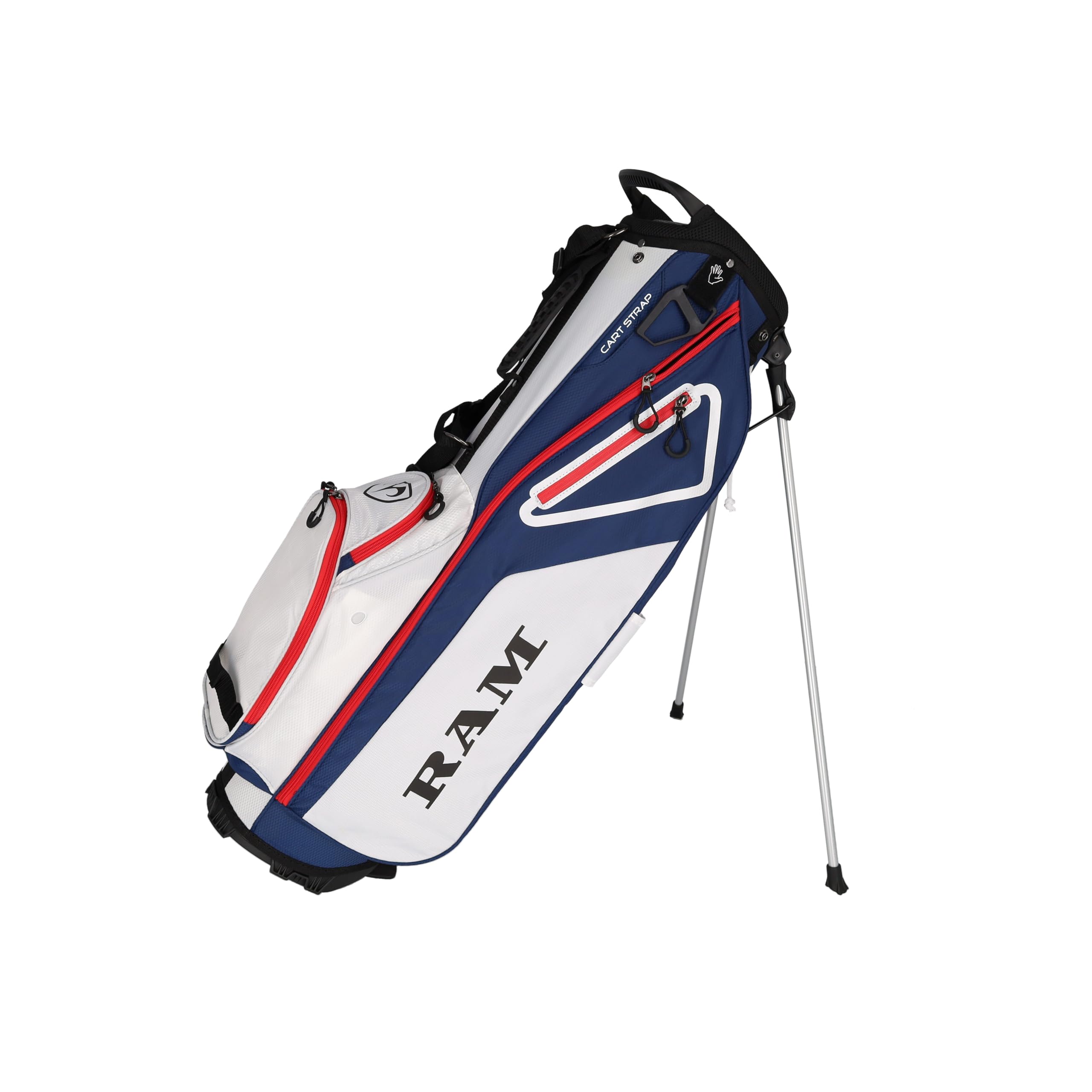 Ram Golf 7.5" Sunday Golf Carry/Stand Bag, Navy/White/Red