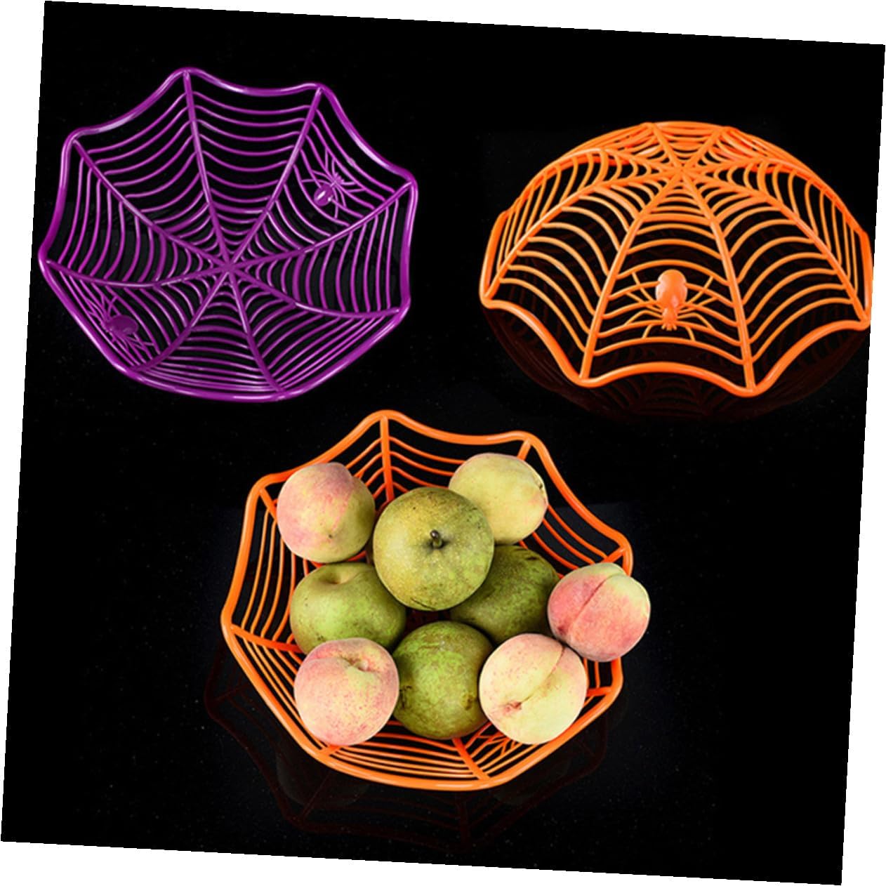 PATKAW 5pcs Cobweb Halloween Plastic Candy Fruits Bowl for Home Decoration