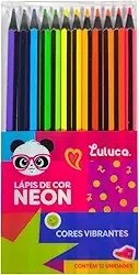 Lápis de Cor, Luluca,12 Cores, Material Escolar e Artístico, Neon e Pastel (NEON)