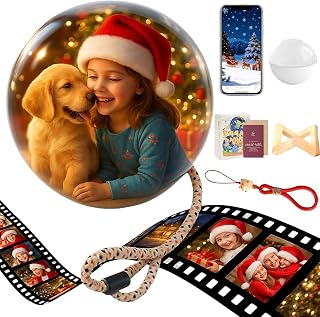 Memory Orb Ornament, Memory Sphere Lamp, Video Christmas Ornament Ball, Personalized 3D Ultrasound Video Orb Memory Sphere Lamp, 2.7" USB Rechargeable LED Crystal Ball Player Family (White, Basic)