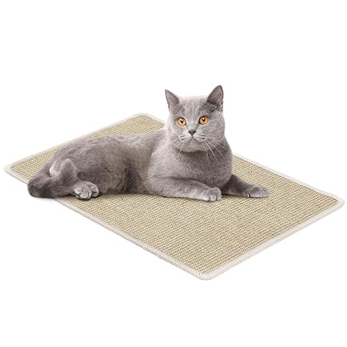 KARAT Alfombra rascador para gatos, 50 x 50 cm, color crema, sisal, almohadilla para rascar