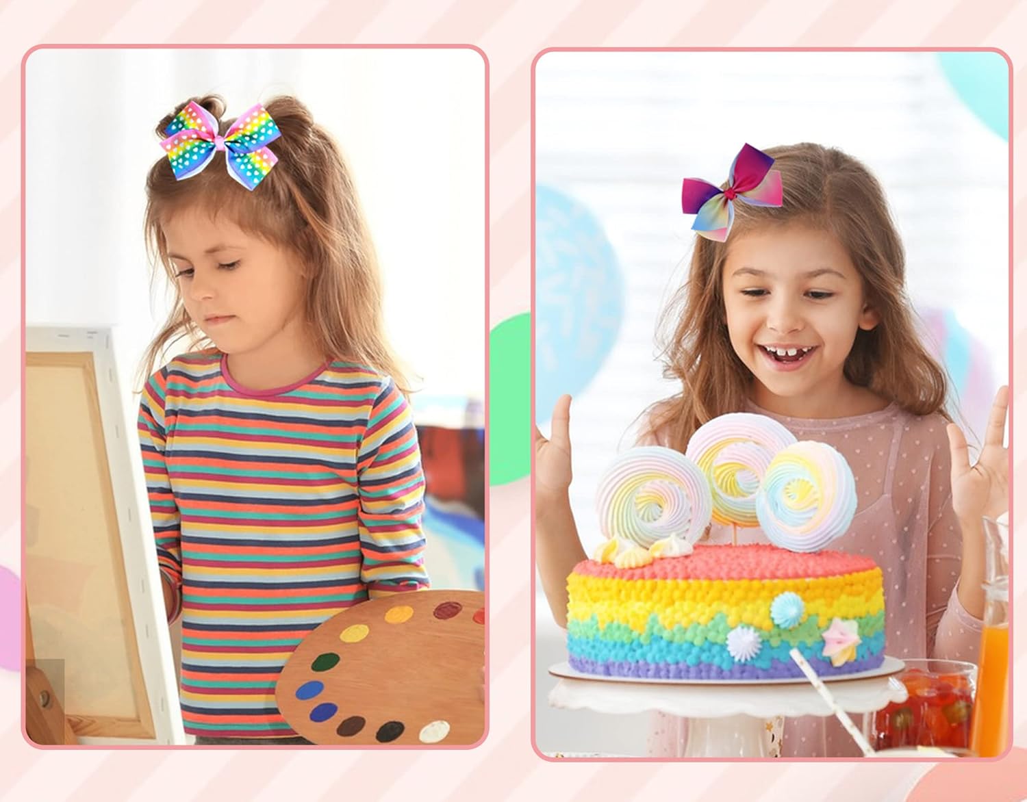 18 Pcs 5 Inch Hair Bows for Girls,Colorful Rainbow Heart Girls Hair Bows Grosgrain Ribbon Hair Bow With Alligator Clips for Toddlers Little Girl Children Kids Teens - Image 9