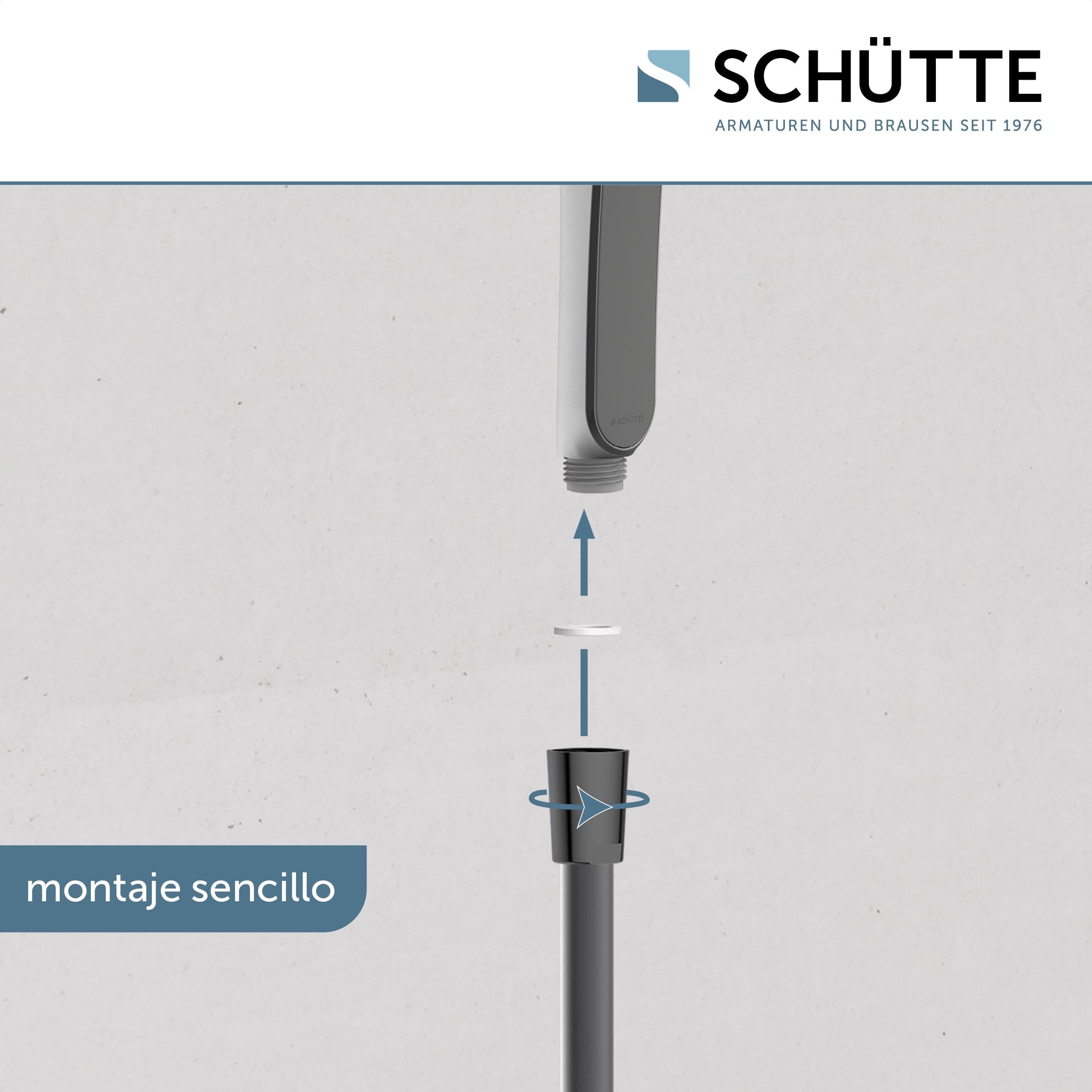 SCHÜTTE Alcachofa de ducha Karibic con puntos antical, cabezal de ducha con cómodo botón de presión y 3 tipos de chorro ajustables, cabezal antical para la ducha, grafito
