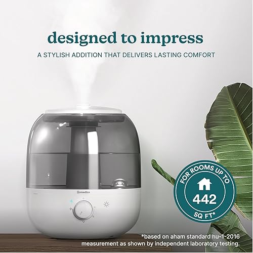 Miniatura 2 de Homedics Humidificador ultrasónico de llenado superior, niebla fría, boquilla de 360, hasta 25 horas de tiempo de funcionamiento, para habitación