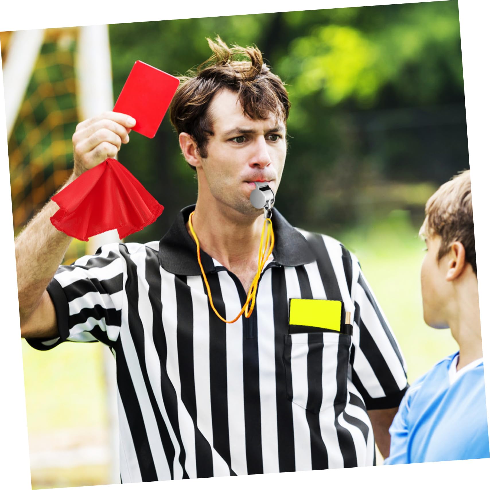 UPKOCH 3 Set Carte da Giudice Sportivo Arbitro Bandiere Calcio Carte di Arbitro di Calcio arbitri fischietti con Cordino fischi dell'arbitro Accessorio Arbitro Poliestere
