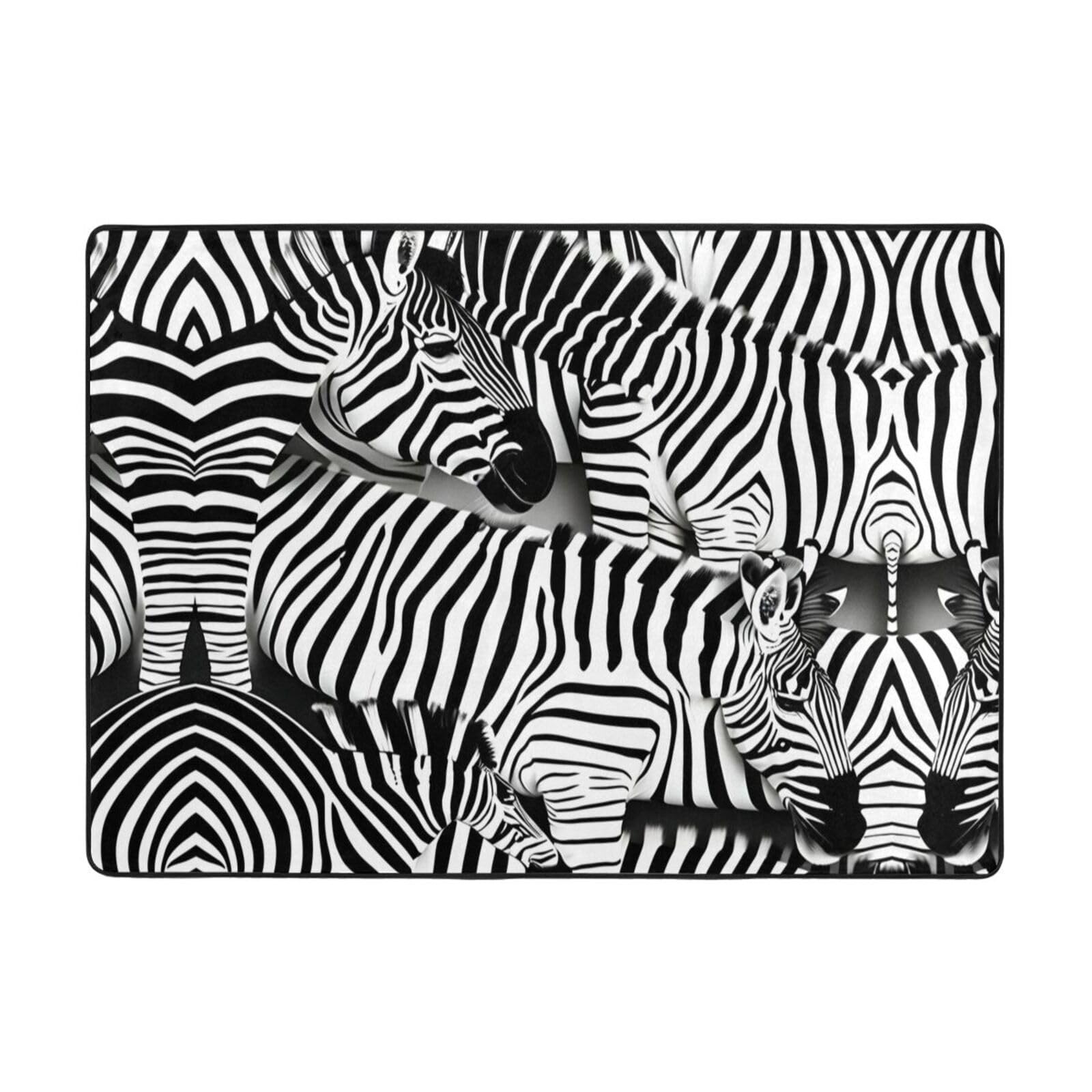 Tapis doux salon style zèbre de luxe antidérapant et confortable
