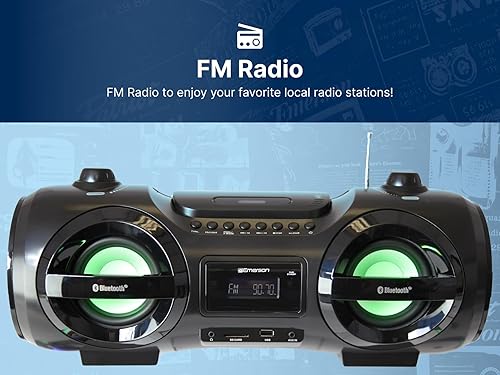 Miniatura 3 de Emerson EPB-3005 - Reproductor de CD Boombox portátil retro, radio AMFM, Bluetooth, USB, pantalla LED, entrada auxiliar, conector para auriculares,