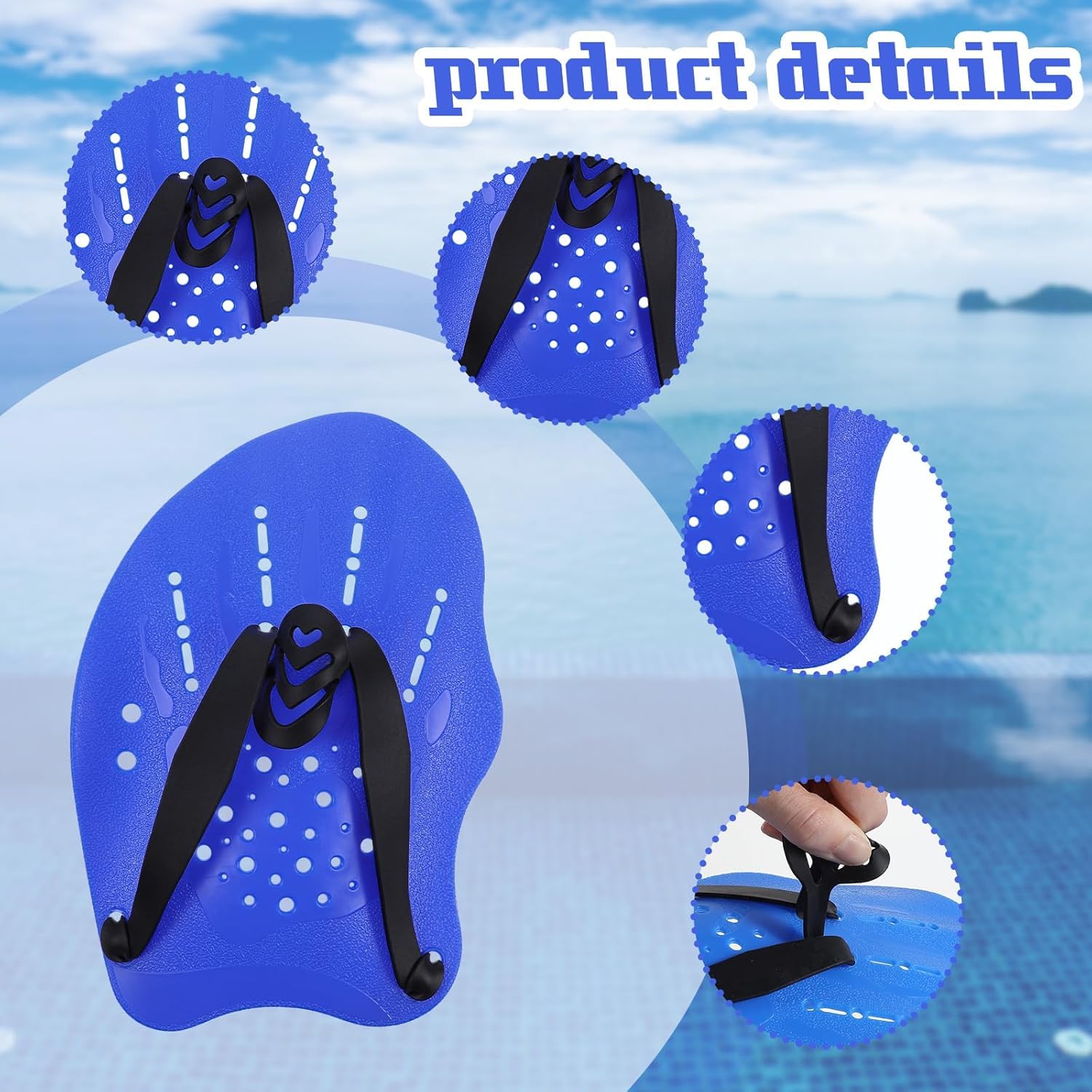 THE MORNING PLAY Morex Swim Hand Paddles Swimming Training Paddles with Adjustable Straps Swimming Fins Hand Paddles Gloves for Swim Training Water Resistance (Blue, S-Youth) 1