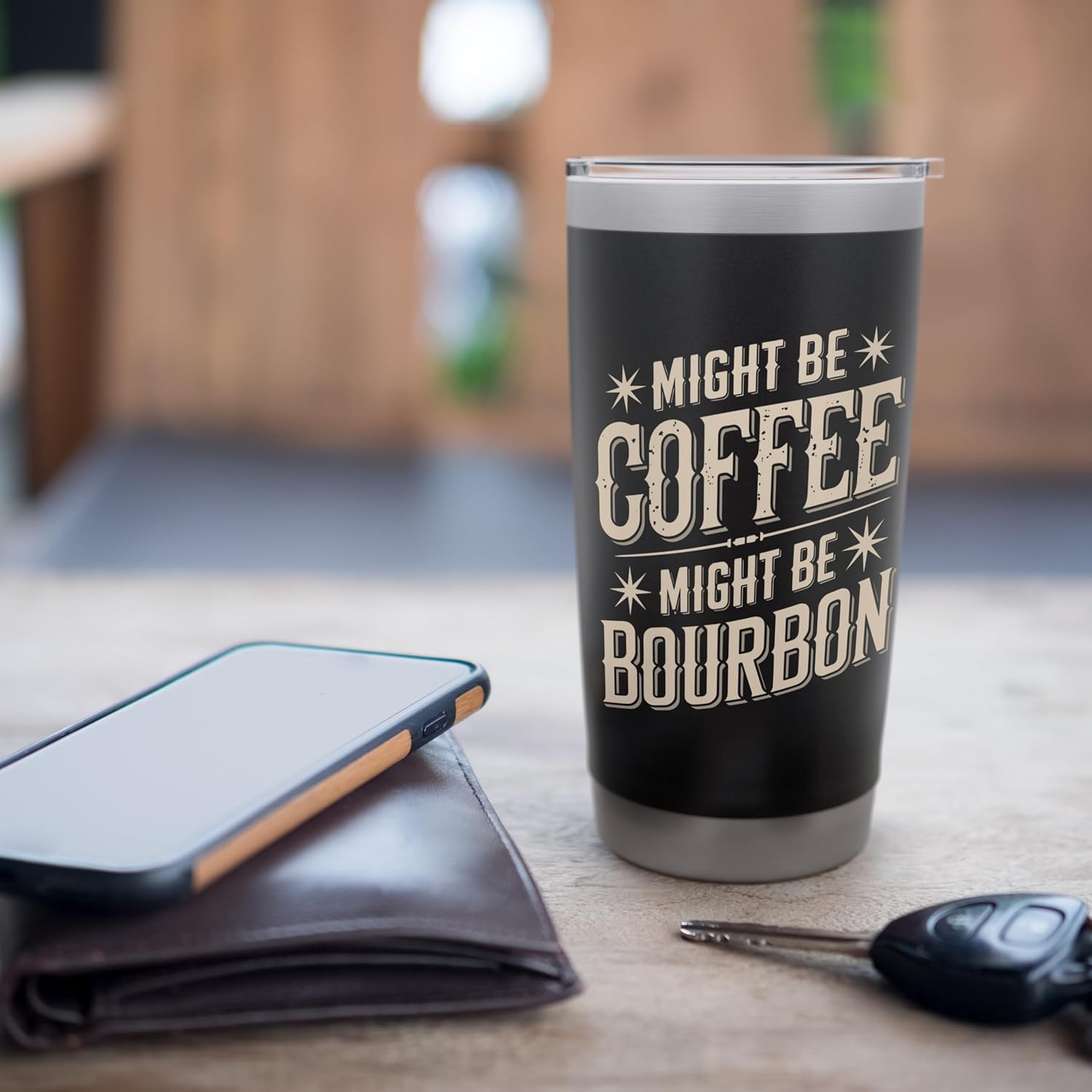 Might Be Coffee Might Be Bourbon, Western Cowboy Stainless Steel Insulated Tumbler