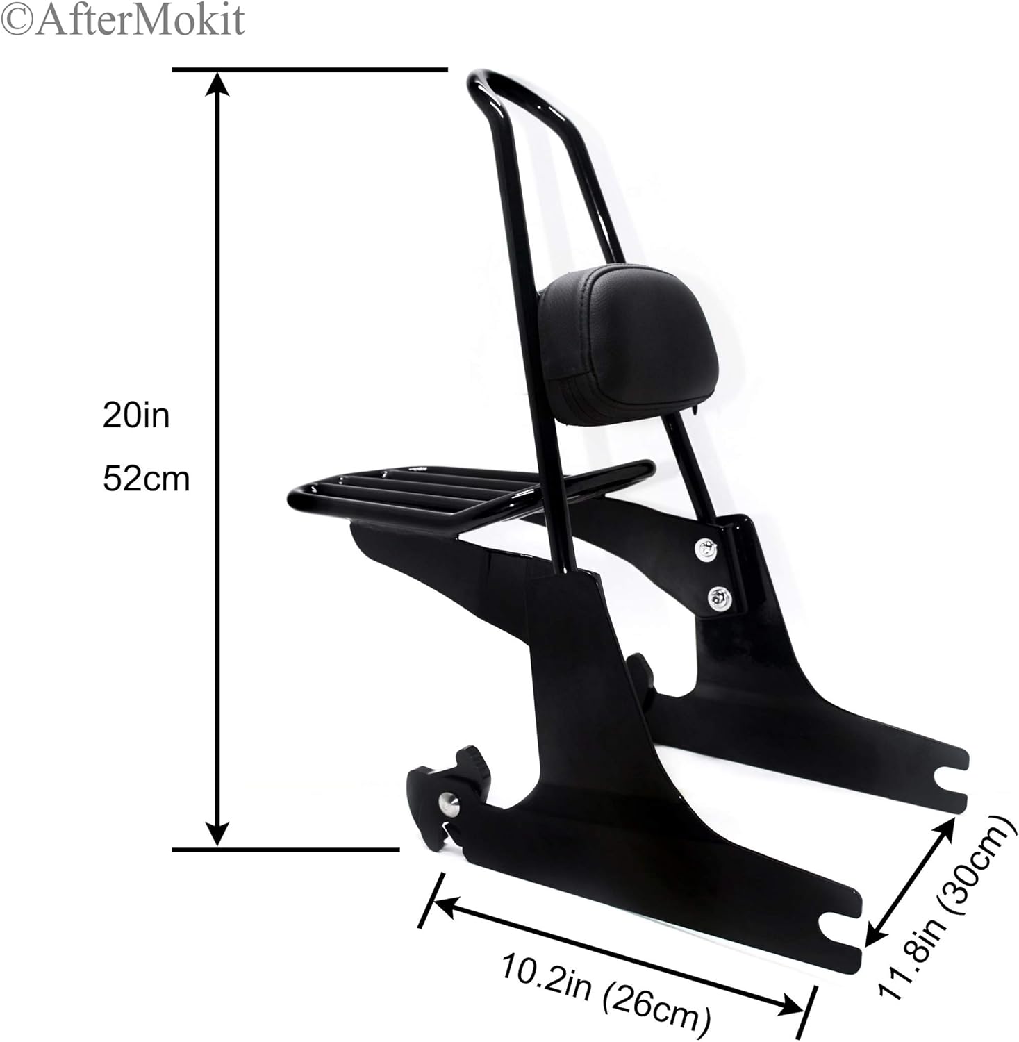 Replacement Passenger Backrest with Luggage Rack for Dyna models 2006-2017 Except Switchback Fat Bob CVO Fat Bob and 2010-2017 Wide Glide Black Detachable Upright Sissy Bar