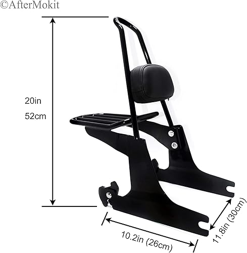 Miniatura 3 de Respaldo de pasajero de repuesto con portaequipajes para los modelos Dyna 2006-2017, excepto Switchback Fat Bob CVO Fat Bob y barra vertical