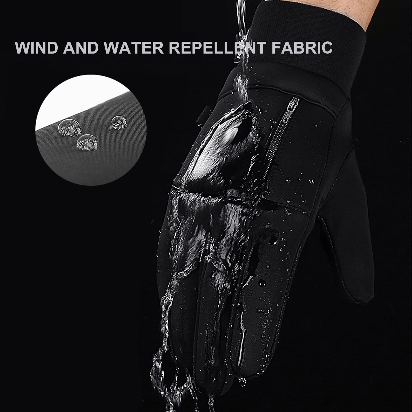 Guanti da Ciclismo Impermeabili Guanti in Pile Touch Screen in Silicone Antispruzzo Guanti Antiscivolo Caldi a Dita Intere con Tasche per Le Mani