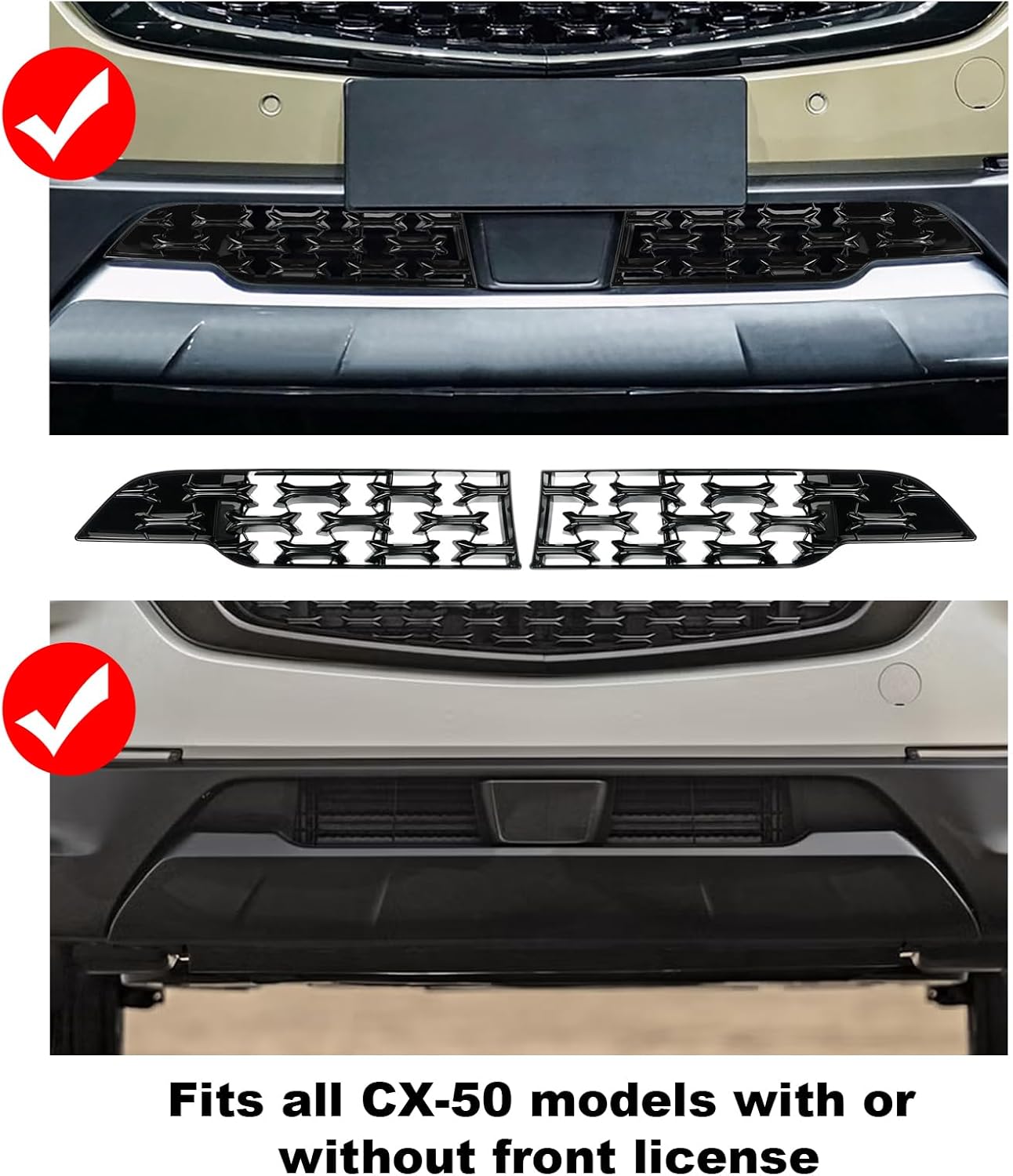 CDEFG 2023 2024 2025 2026 CX-50 Front Grill Mesh Inserts Trims CX50 Front Grille Guard for 2023-2026 Mazda CX-50 Car Exterior Accessories ABS Material, 2PCS (for 2023-2026 CX-50 Front Grills)