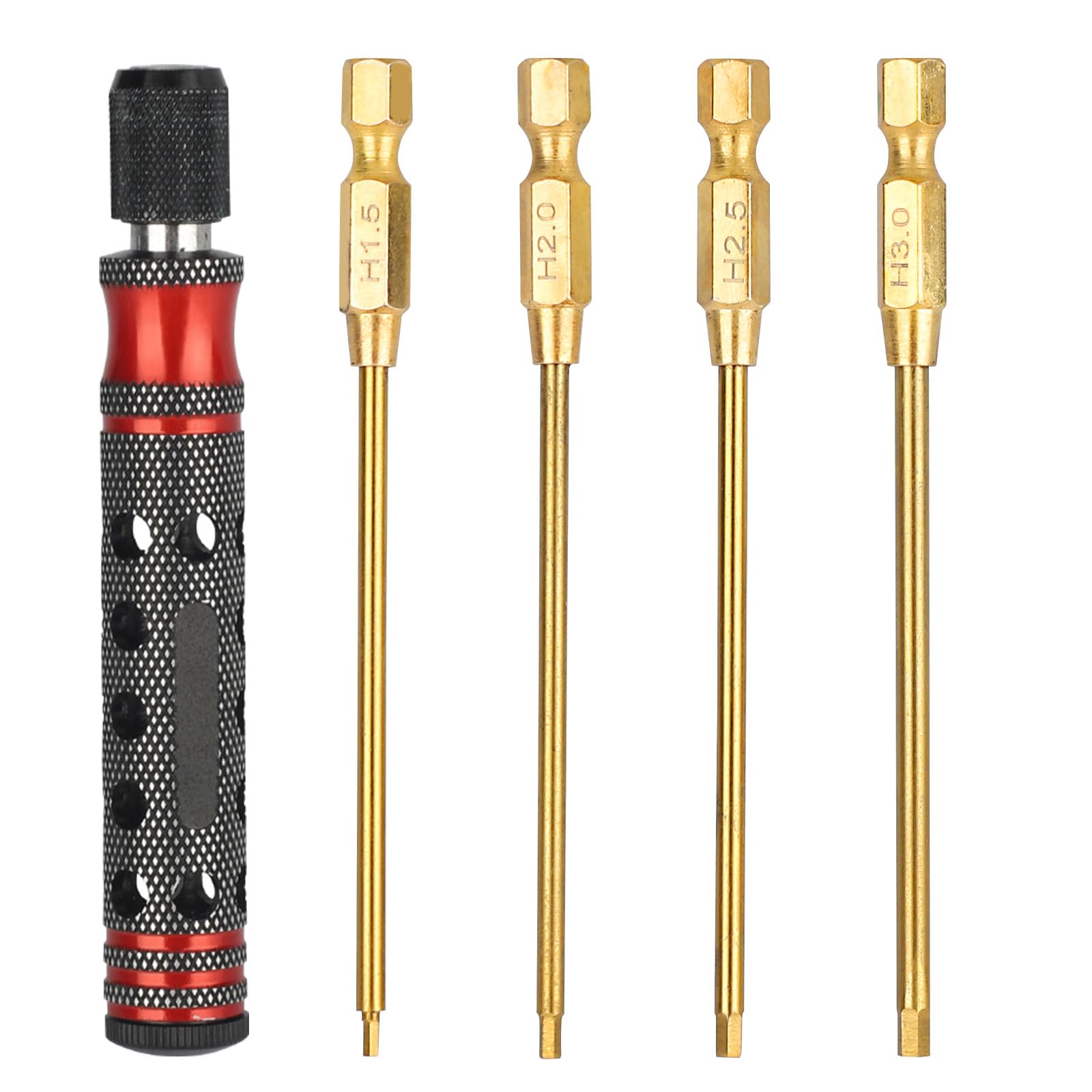 SUNJOYCO 1/4" Drive RC Hex Driver Bit Set, 1.5mm 2.0mm 2.5mm 3.0mm Hex Allen Wrench Drill Bits Screwdriver for RC Repair