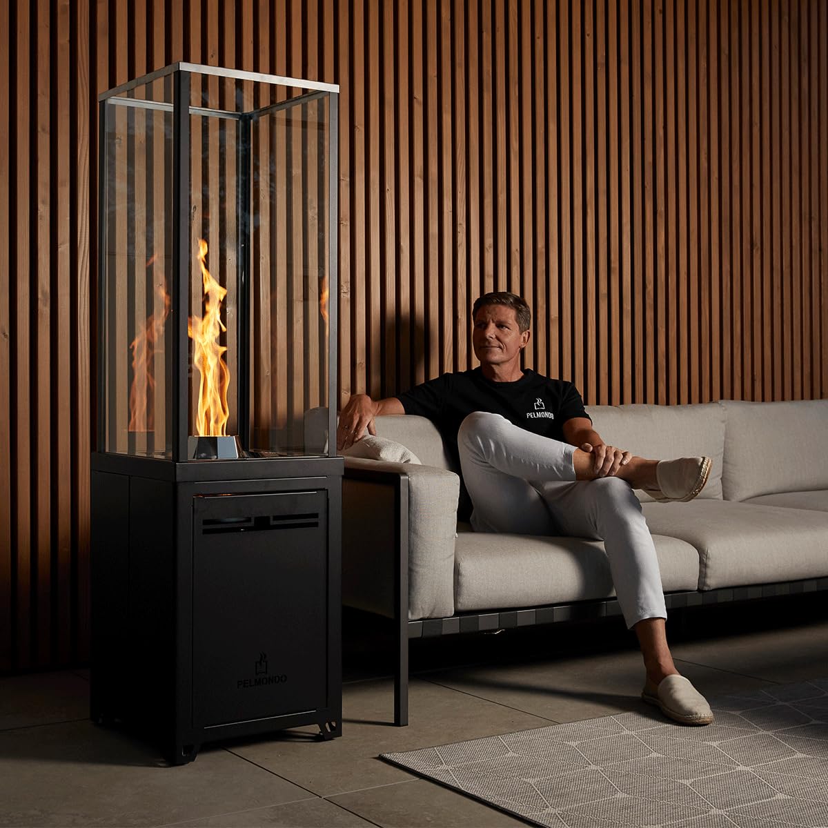 Burner Set stufa da terrazza – Stufa per esterni senza fumo con pellet di legno – con vetro di sicurezza – Made in Austria