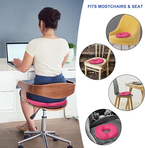 Miniatura 4 de Cojín de asiento, cojín de asiento de almohada de dona, cojines de asiento de espuma viscoelástica, cojín de alivio del dolor de coxis, cojín de