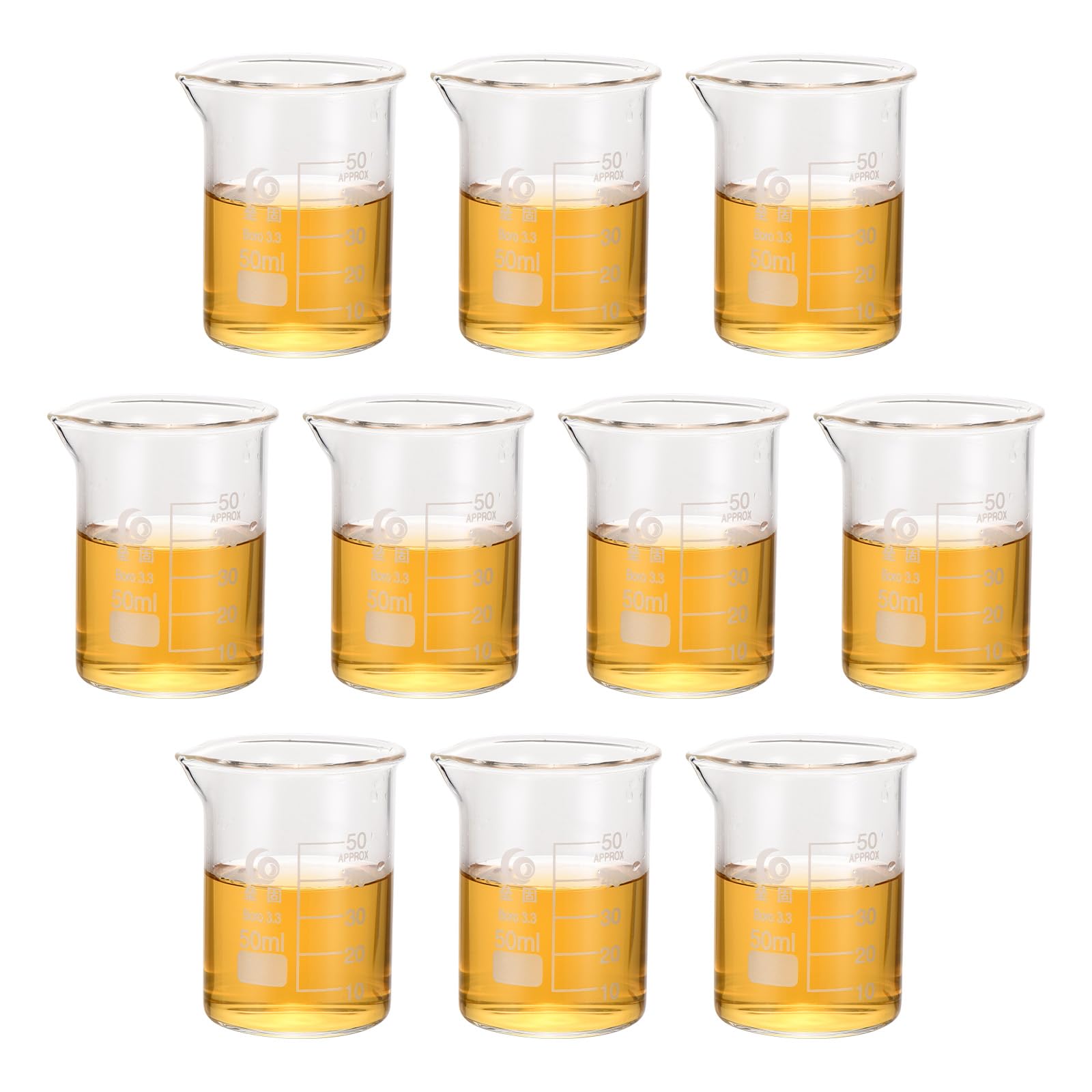 PATIKIL 50ml Bécher Bas En Verre, 24Pcs 3.3 Béchers En Verre Borosilicaté Gradués Avec Bec Verseur Pour Expérience De Laboratoire, Cuisine Et Pâtisserie, Transparent