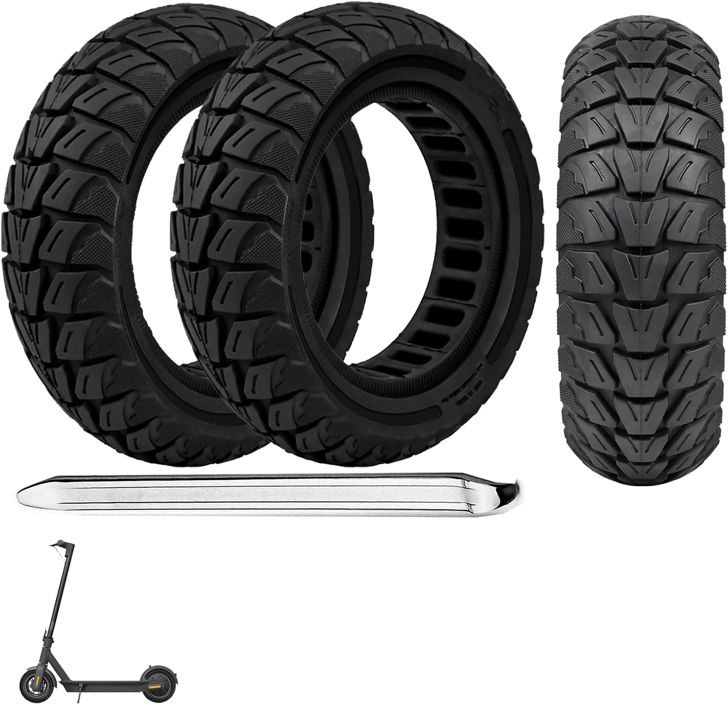 10x3 Inch Electric Scooter Solid Tires, 80/65-6.5 Replacement Rubber Tyre,255x80 Tubeless for Zero 10X& Vsett 10+& Kaabo Mantis& Kugoo M4/ M4 Pro&Motus PRO 10& Joyor S10S-Black (2PCS)