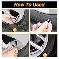 Vista 5 de Ajxn Paquete de 4 tapas de válvula de neumático con calavera para rueda de coche, cubiertas herméticas a prueba de polvo, tapas universales