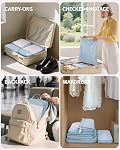 Narwey 5 Set Compression Packing Cubes Travel Organizer, Packing Cubes Compressible for Carry on Luggage Suitcase, Travel Essentials Accessories with ID Tag Cubes (Blue)