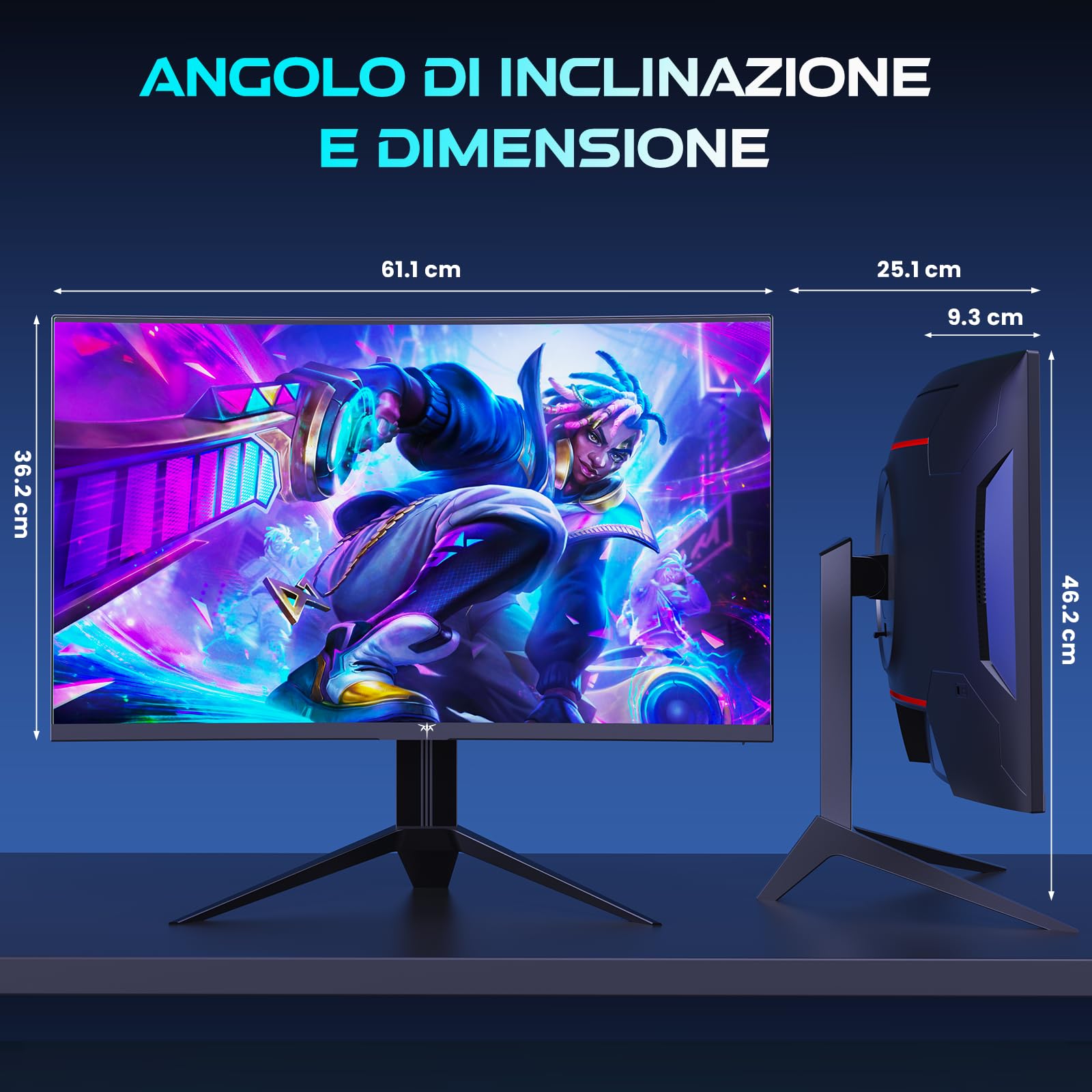KTC Monitor Gaming Curvo 27 Pollici, 180Hz, 2K QHD 2560 x 1440p Schermo PC, VA 1500R Senza Cornice, 1ms, HDR, Computer Monitor con FreeSync & G-sync, Eye Care, VESA, DP 180Hz, HDMI 144Hz, H27S17
