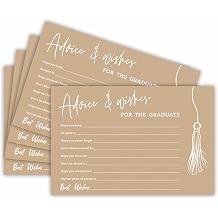 30 Pcs Graduation Advice & Wishes Cards Set- Minimalism Brown Tassel - Double Sided Fill In - Celebrates For The Junior High School, College And Master's Graduation, Party Favor & Supplies - C04