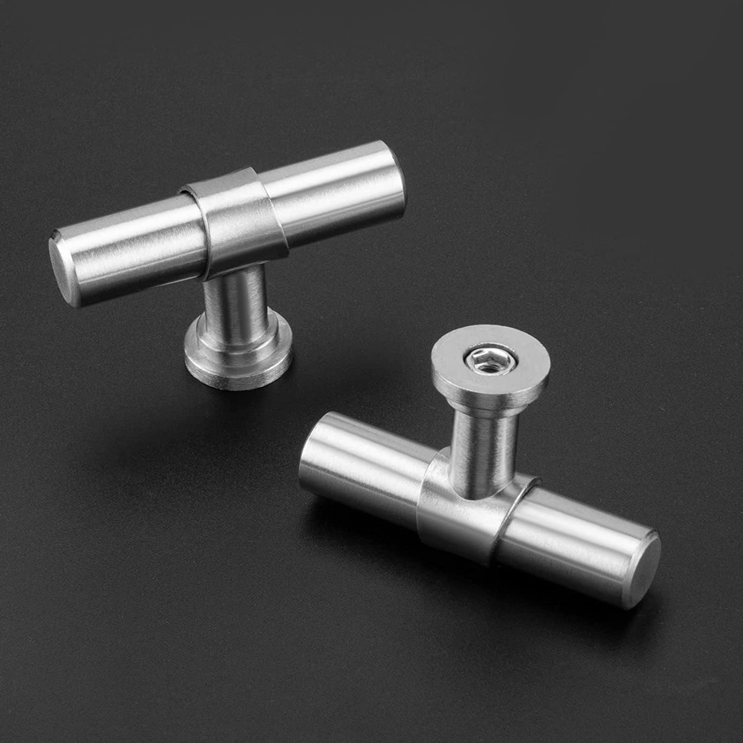 homdiy 25 Pack Brushed Nickel Drawer Knobs for Dresser Kitchen Cabinet Knobs Silver Cabinets Hardware Single Hole Cabinet Door Knobs for Kitchen Cabinets 2 Inch T Bar Knobs