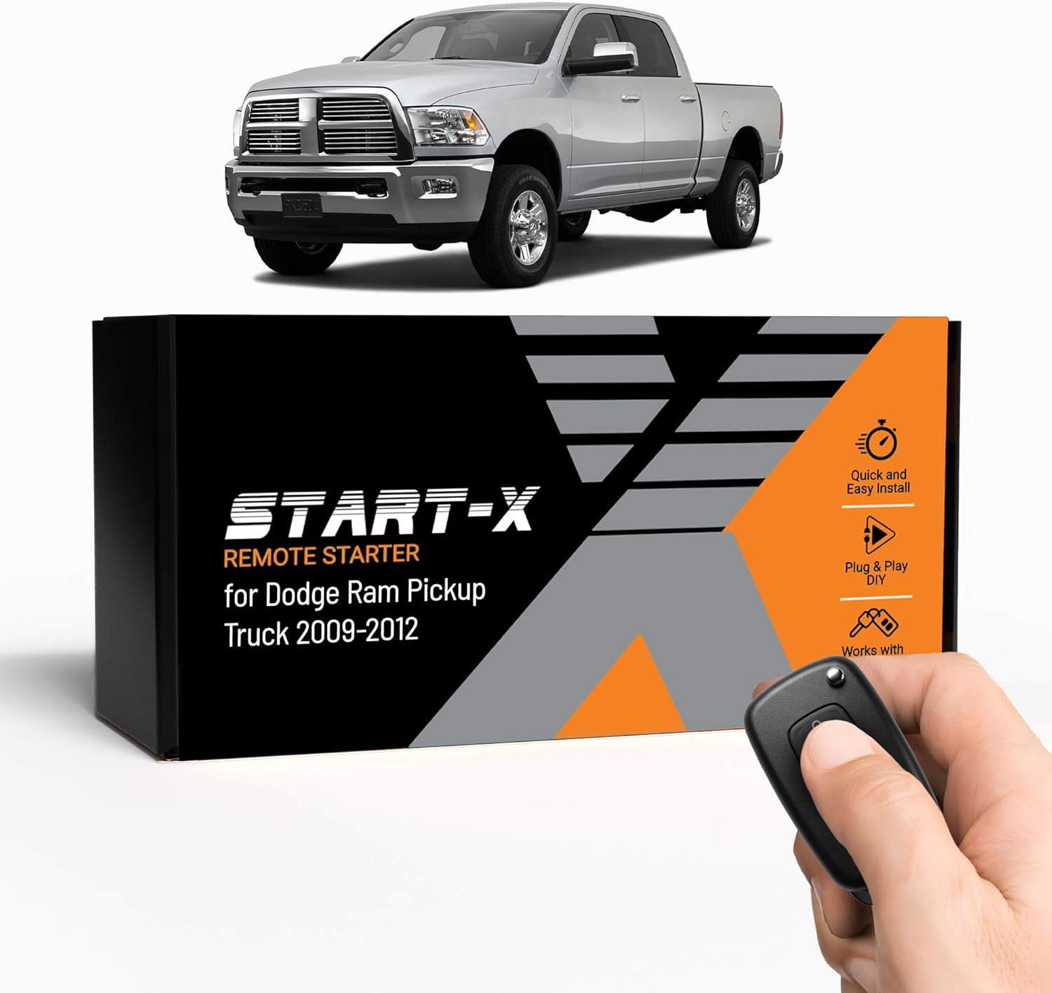 Start-X Remote Starter Kit for Dodge RAM Diesel (2009, 2010, 2011, 2012) Trucks | Key Ignition | Plug & Play Install | Lock 3X to Remote Start | Zero Wire Splicing