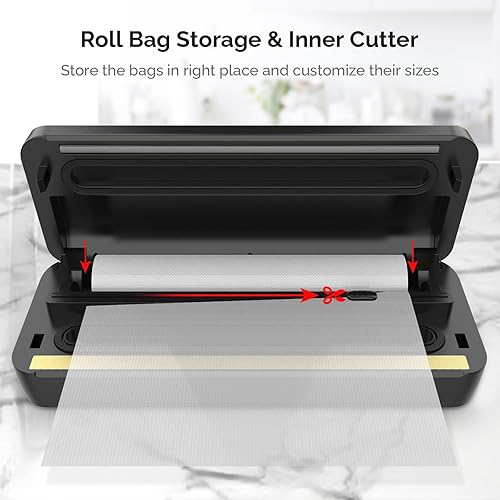 Miniatura 3 de Syaws Sellador al vacío, sellador automático de alimentos, ahorro de vacío de alimentos 9 en 1 con modo secohúmedo, bolsa de rollo y cortador,