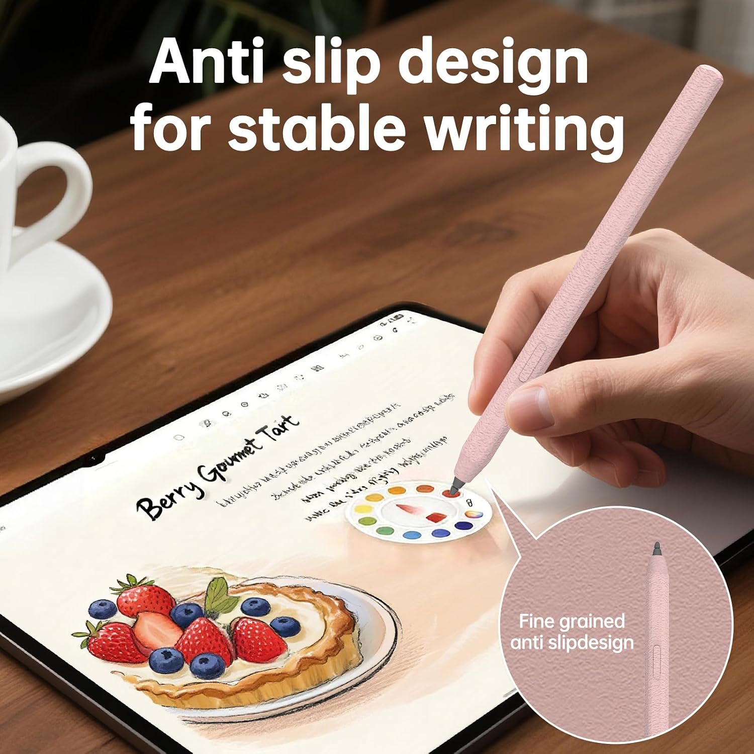 2PCS Silicone Dermatoglyph Pencil Case Compatible with Galaxy Tab S11, S11 Ultra, S11 Ultra Lite, Non-Slip S Pen Cover Sleeve (Pink+Black) image 3