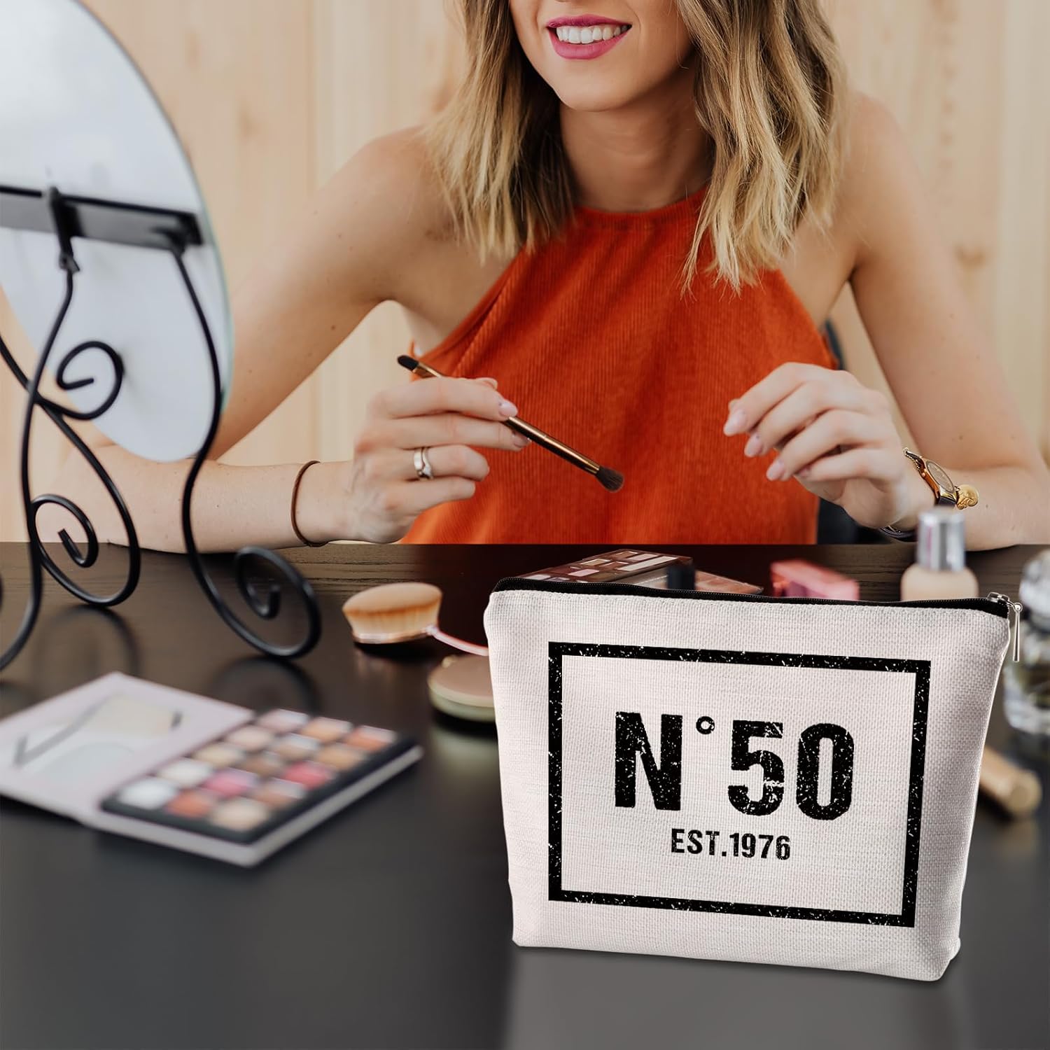 50 Year Old Birthday Gifts for Women Makeup Bag 50th Birthday Decorations for Her Mom Grandma Aunt Travel Zipper Pouch 1976 Happy 50th Birthday Gifts Cosmetic Bag - Image 5