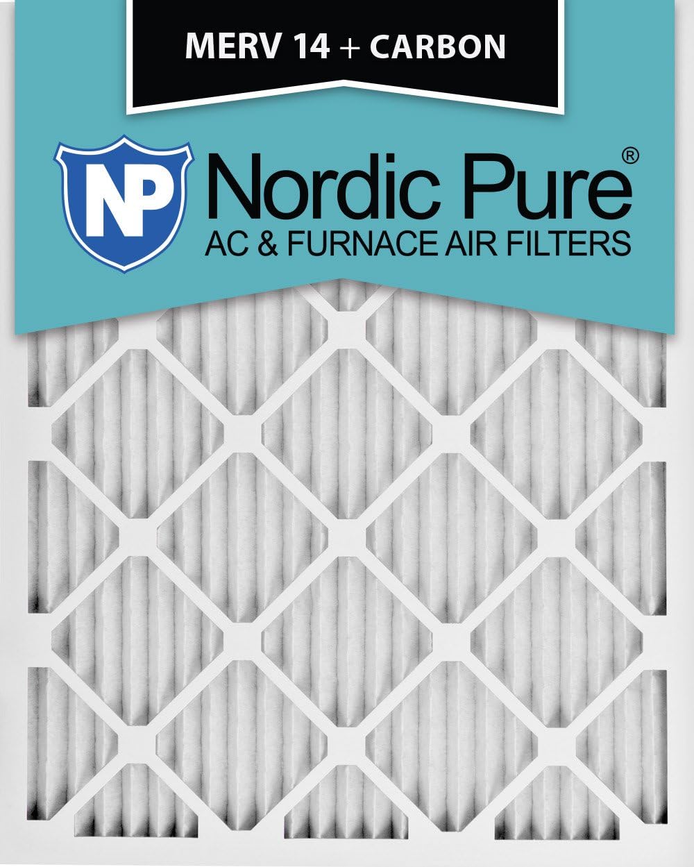 Nordic Pure Pleated Air Filter 20x25x2, MERV 14 + Carbon
