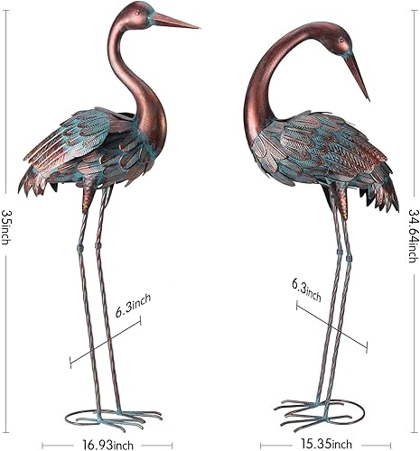 Miniatura 6 de chisheen Estatuas de jardín de grúa para exteriores, decoración de jardín de garza de metal, escultura de pájaro, decoración para patio exterior,