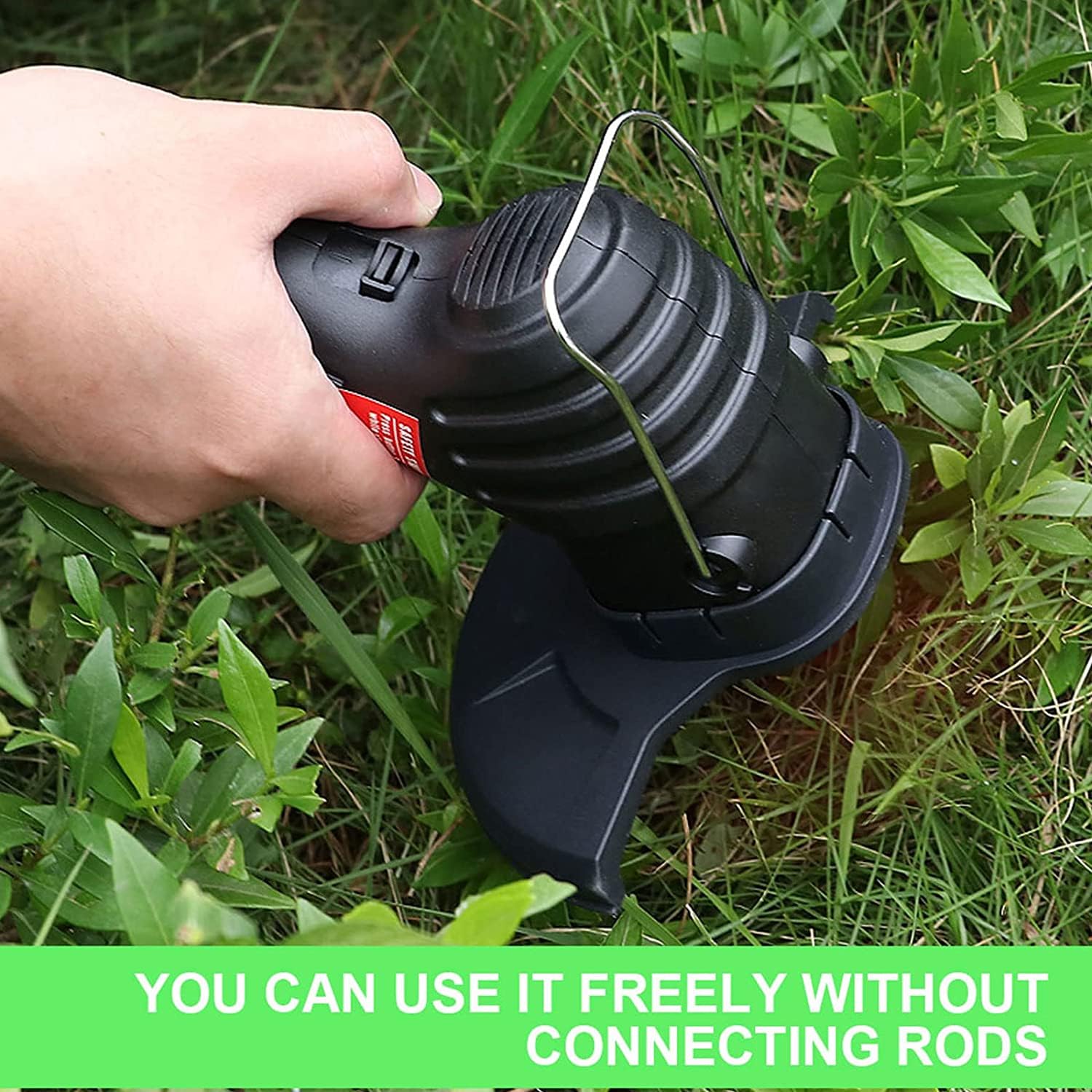 Tondeuse à gazon sans fil pour outil de jardin, longue poignée télescopique réglable et légère, avec batterie 1200 mAh et 5 lames de rechange, pour le désherbage de la pelouse de jardin (chargement US