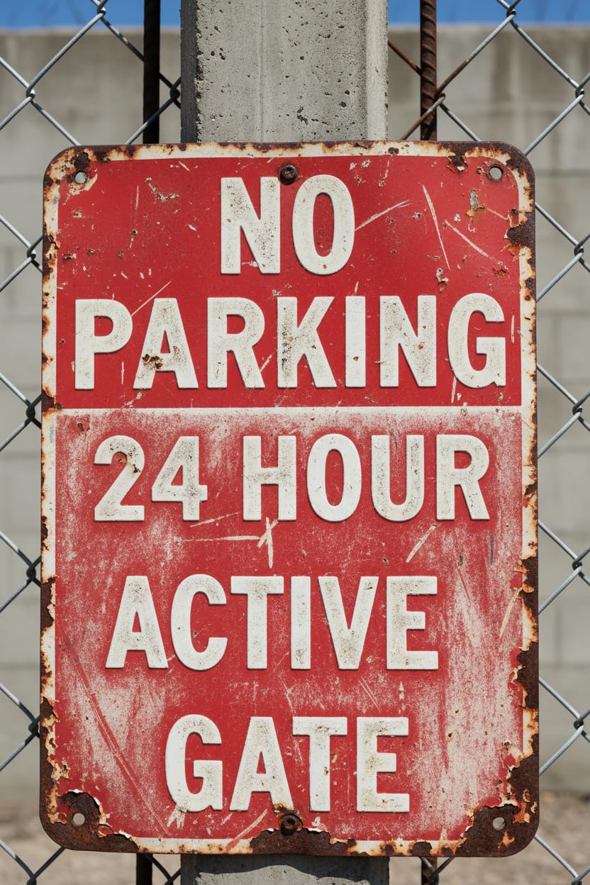Active Gate No Parking Tin Sign, 8x12 Inch