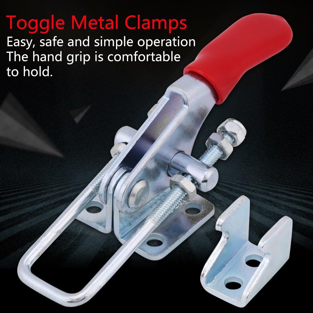 4PCS Type Toggle Clamps Set Toggle Clamp,Metal Holding Capacity 163kg/360lbs GH-40323,Adjustable U Bolt Self-lock Toggle for Vehicle Manufacturing,Welding Processing