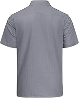 Vista 69 de J.VER Camisas de manga corta de lino y algodón para hombre, estilo informal, ligeras, con botones, para vacaciones, playa y verano, con bolsillo