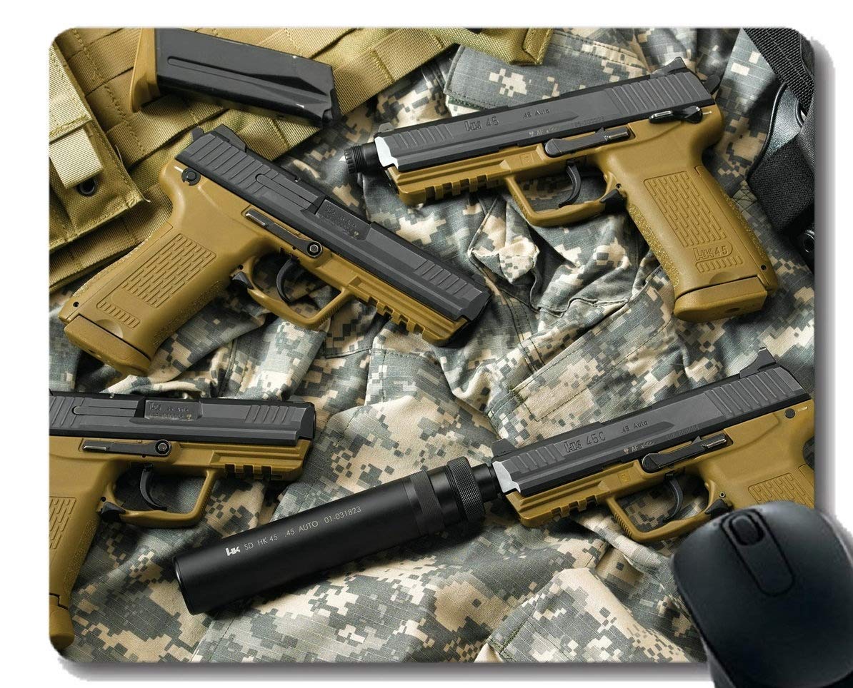 YENDOSTEEN Gaming Mouse Pad Custom,Gun Heckler & Koch Pistol Mouse Pad with Stitched Edge