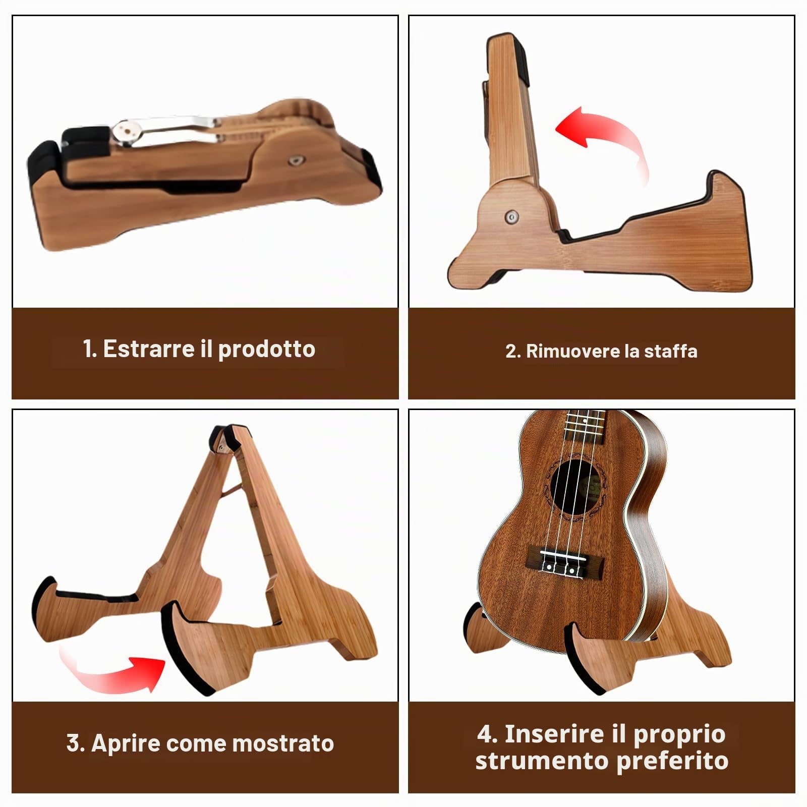 SUNOYA Supporto per Chitarra Pieghevole, Portatile e Stabile, per Chitarra Classica, Acustica ed Elettrica