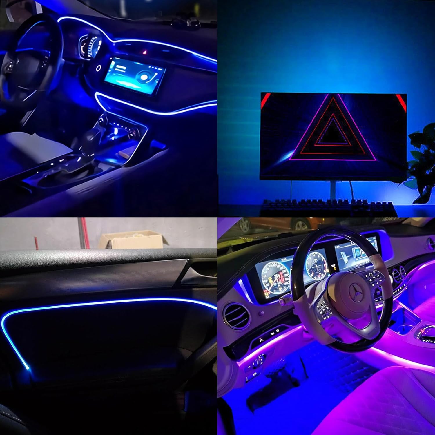 GOMING 5V 5mm Width COB USB LED Strip Light Blue USB Powered 13.12ft/4M(2pcs x 6.6ft/2M) High Density 400LEDs/M Flexible IP20 Not Waterproof LED Tape Lights for DIY Decoration Lighting
